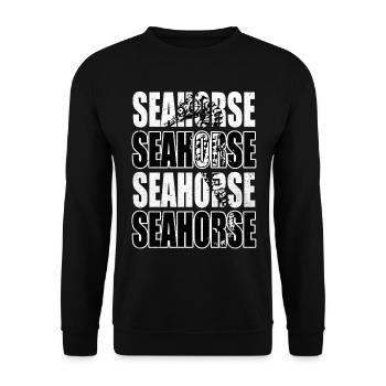 Seepferd - Unisex Pullover - Schwarz - Vorne - Alina (178cm) & Michal (187cm)