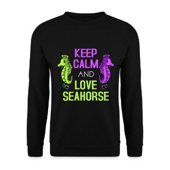 Seepferd - Unisex Pullover - Schwarz - Vorne - Alina (178cm) & Michal (187cm)