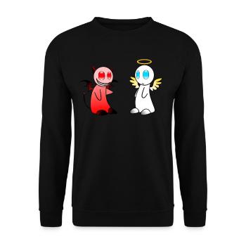 Motif Ange & Diable - Sweat-shirt Unisexe - noir - Devant - Alina (178cm) & Michal (187cm)