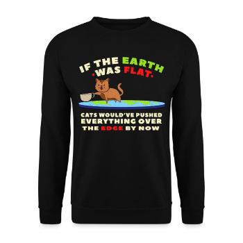 Funny cat flatearth - Unisex Sweatshirt - black - Front - Alina (178cm) & Michal (187cm)