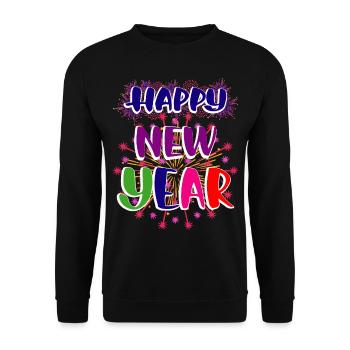 New Year Happy New Year - Unisex Sweatshirt - black - Front - Alina (178cm) & Michal (187cm)