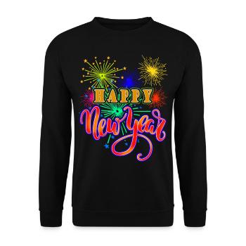 New Year Happy New Year - Unisex Sweatshirt - black - Front - Alina (178cm) & Michal (187cm)