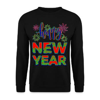 New Year Happy New Year - Unisex Sweatshirt - black - Front - Alina (178cm) & Michal (187cm)