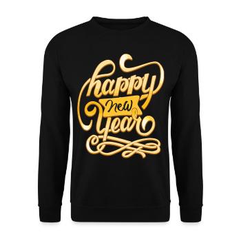 New Year Happy New Year - Unisex Sweatshirt - black - Front - Alina (178cm) & Michal (187cm)