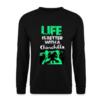 Chinchilla Geschenk Südamerika Nagetier Haustier - Unisex Pullover - Schwarz - Vorne - Alina (178cm) & Michal (187cm)