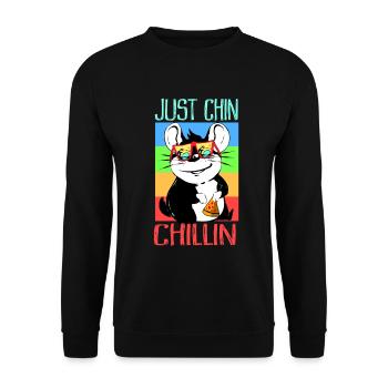 Chinchilla Geschenk Südamerika Nagetier Haustier - Unisex Pullover - Schwarz - Vorne - Alina (178cm) & Michal (187cm)