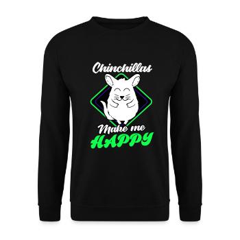 Chinchilla Geschenk Südamerika Nagetier Haustier - Unisex Pullover - Schwarz - Vorne - Alina (178cm) & Michal (187cm)