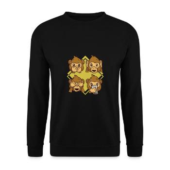 Emotionale Affen - Emoji Geschenk - Unisex Pullover - Schwarz - Vorne - Alina (178cm) & Michal (187cm)