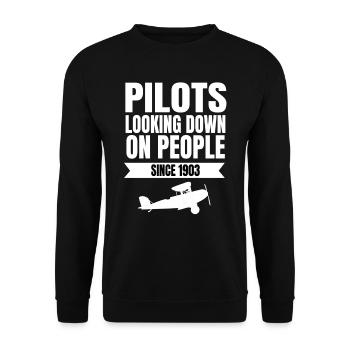 Pilot Flugkapitän Co-Pilot Geschenk Idee - Unisex Pullover - Schwarz - Vorne - Alina (178cm) & Michal (187cm)