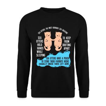Otter Frettchen Marder Wasser Seeotter Biber Süß - Unisex Pullover - Schwarz - Vorne - Alina (178cm) & Michal (187cm)