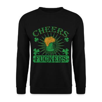 Irlande St Patricks Day Cheers Fuckers humour - Sweat-shirt Unisexe - noir - Devant - Alina (178cm) & Michal (187cm)