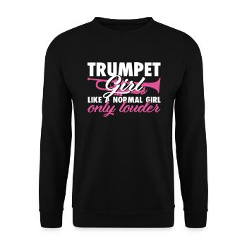 Trompete Frau Kapelle Musikerin Musik - Unisex Pullover - Schwarz - Vorne - Alina (178cm) & Michal (187cm)