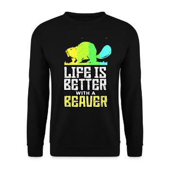 Beaver - Unisex Sweatshirt - black - Front - Alina (178cm) & Michal (187cm)
