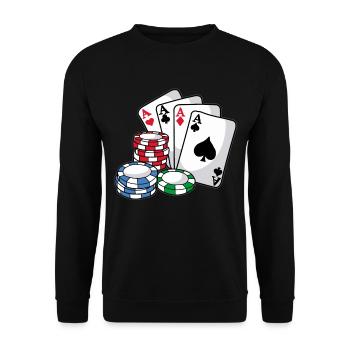 POKER Cards Poker Chips Texas Holdem Gift - Unisex Sweatshirt - black - Front - Alina (178cm) & Michal (187cm)