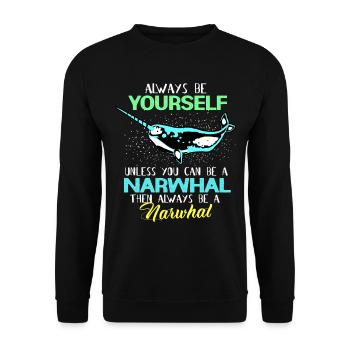 Narval cadeau de licorne Kawaii baleine plongée sous-marine - Sweat-shirt Unisexe - noir - Devant - Alina (178cm) & Michal (187cm)