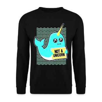 Narval cadeau de licorne Kawaii baleine plongée sous-marine - Sweat-shirt Unisexe - noir - Devant - Alina (178cm) & Michal (187cm)