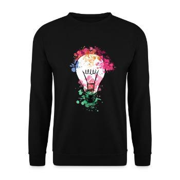 Glühbirne Kunterbunt - Künstlerisches Geschenk - Unisex Pullover - Schwarz - Vorne - Alina (178cm) & Michal (187cm)