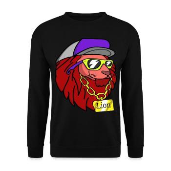 Cool Colorful Lion With Sunglasses - Unisex Sweatshirt - black - Front - Alina (178cm) & Michal (187cm)