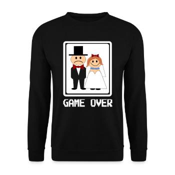 Game Over - Lustiges Junggesellenabschied Geschenk - Unisex Pullover - Schwarz - Vorne - Alina (178cm) & Michal (187cm)