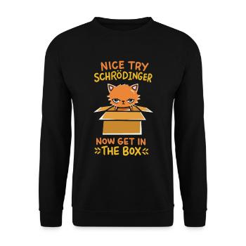 Chat de Schrödinger - Dicton physicien physicien - Sweat-shirt Unisexe - noir - Devant - Alina (178cm) & Michal (187cm)