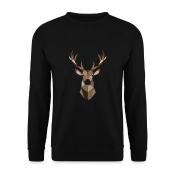 Geometrischer Hirsch Tier Geschenk - Unisex Pullover - Schwarz - Vorne - Alina (178cm) & Michal (187cm)
