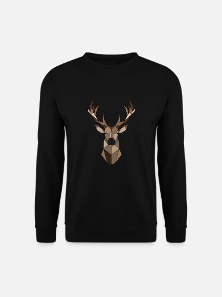 Geometrischer Hirsch Tier Geschenk - Unisex Pullover - Schwarz