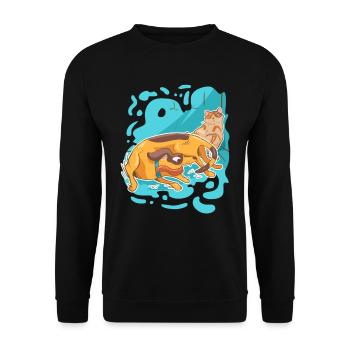 Funny dog fat cat hangover meme gift - Unisex Sweatshirt - black - Front - Alina (178cm) & Michal (187cm)