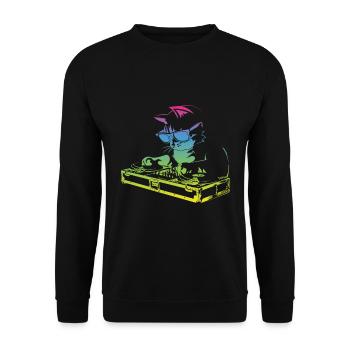 Cool Vintage Music Producers DJ Cat - Unisex Sweatshirt - black - Front - Alina (178cm) & Michal (187cm)
