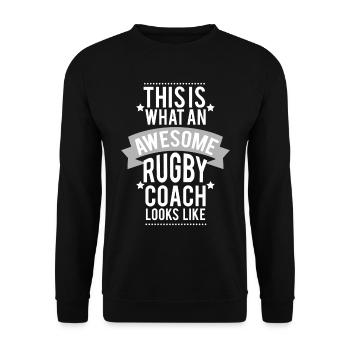 Cool Awesome Coach Rugby Supporter ou Rugby - Sweat-shirt Unisexe - noir - Devant - Alina (178cm) & Michal (187cm)