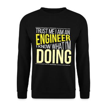 Lustig vertraue mir, ich bin Ingenieur Studen - Unisex Pullover - Schwarz - Vorne - Alina (178cm) & Michal (187cm)
