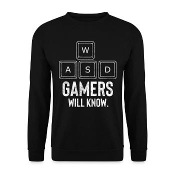 WASD Gamers Will Know - Unisex Pullover - Schwarz - Vorne - Alina (178cm) & Michal (187cm)