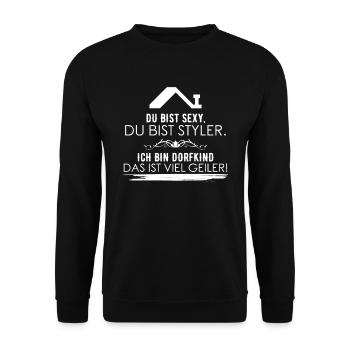 Enfant du village agriculteur paysan proverbes T-shirt - Sweat-shirt Unisexe - noir - Devant - Alina (178cm) & Michal (187cm)