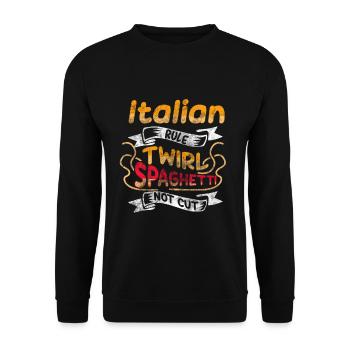 Pasta Spaghetti FSM Italien Nudeln Pesto Koch - Unisex Pullover - Schwarz - Vorne - Alina (178cm) & Michal (187cm)