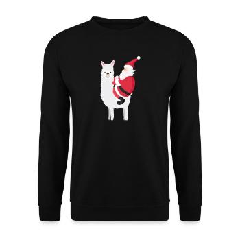 Llama Unicorn Christmas Lama Trends-Spruchgeschenk - Unisex Pullover - Schwarz - Vorne - Alina (178cm) & Michal (187cm)