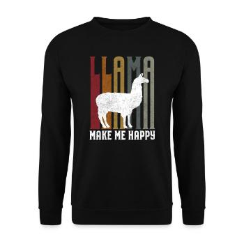 Llama Unicorn Happy Llama dyre trends siger gave - Unisex Sweatshirt - black - Front - Alina (178cm) & Michal (187cm)