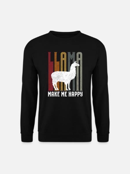 Llama Unicorn Happy Lama dyre trends siger gave - Unisex Pullover - Schwarz