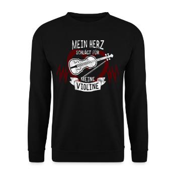 Violine Herz - Unisex Pullover - Schwarz - Vorne - Alina (178cm) & Michal (187cm)