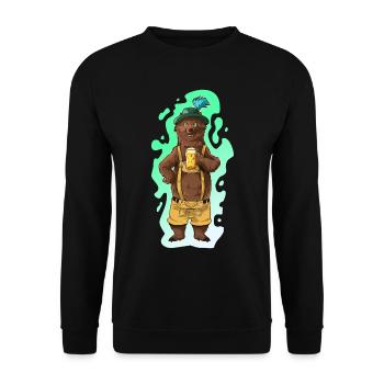 Beer Bear Bayern Lederhose Gift - Unisex Sweatshirt - black - Front - Alina (178cm) & Michal (187cm)