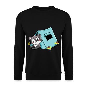 campendes Stinktier Camper Camping Zelt Natur - Unisex Pullover - Schwarz - Vorne - Alina (178cm) & Michal (187cm)