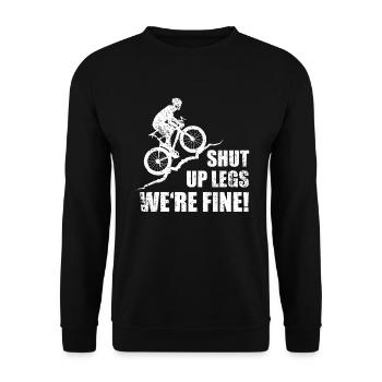 Jambes fermées nous sommes bien vélo vélo de route BMX - Sweat-shirt Unisexe - noir - Devant - Alina (178cm) & Michal (187cm)