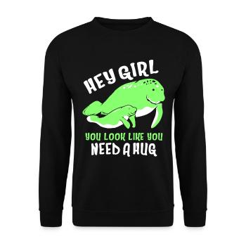 Laque de dugong sanglier Sirenia Manatee - Sweat-shirt Unisexe - noir - Devant - Alina (178cm) & Michal (187cm)