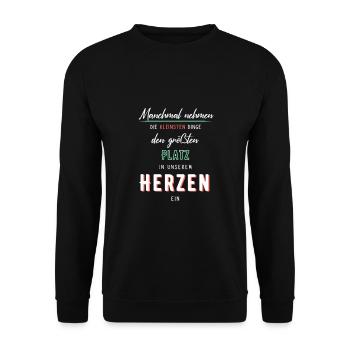 Manchmal nehmen die kleinsten... schöner Spruch - Unisex Pullover - Schwarz - Vorne - Alina (178cm) & Michal (187cm)
