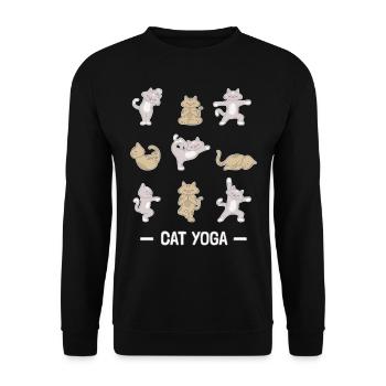 Yoga Cat Yogi Exercises Fitness Humor - Unisex Sweatshirt - black - Front - Alina (178cm) & Michal (187cm)