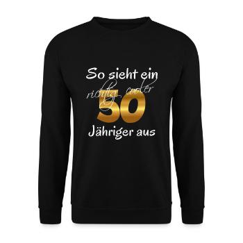 cool 50th birthday round birthday gift - Unisex Sweatshirt - black - Front - Alina (178cm) & Michal (187cm)
