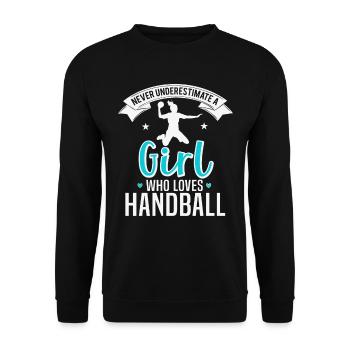 handball fille femme dames handball - Sweat-shirt Unisexe - noir - Devant - Alina (178cm) & Michal (187cm)