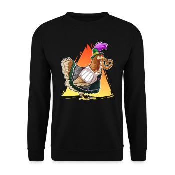Chicken dirndl bavaria pretzel gift - Unisex Sweatshirt - black - Front - Alina (178cm) & Michal (187cm)