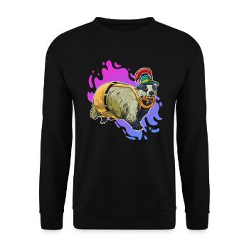 Badger Bayern Beer Lederhose Gift - Unisex Sweatshirt - black - Front - Alina (178cm) & Michal (187cm)