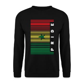 Senegal Flagge Stolz Barcode - Unisex Pullover - Schwarz - Vorne - Alina (178cm) & Michal (187cm)