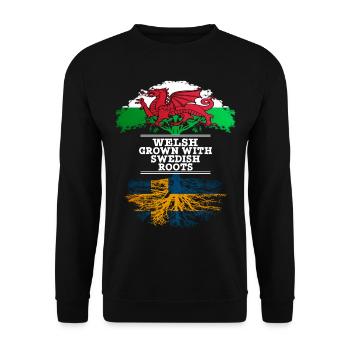 Walisisch mit schwedischen Wurzeln gewachsen - Unisex Pullover - Schwarz - Vorne - Alina (178cm) & Michal (187cm)