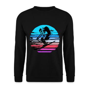 Ski Skiing Skier Sport Winter Gift Lift - Unisex Sweatshirt - black - Front - Alina (178cm) & Michal (187cm)